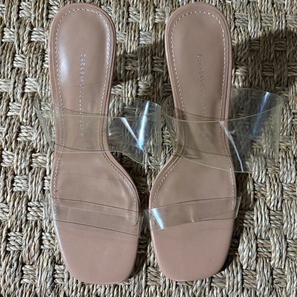 Zara Basic Collection clear strappy sandals with chunky lucite heel - Picture 4 of 8